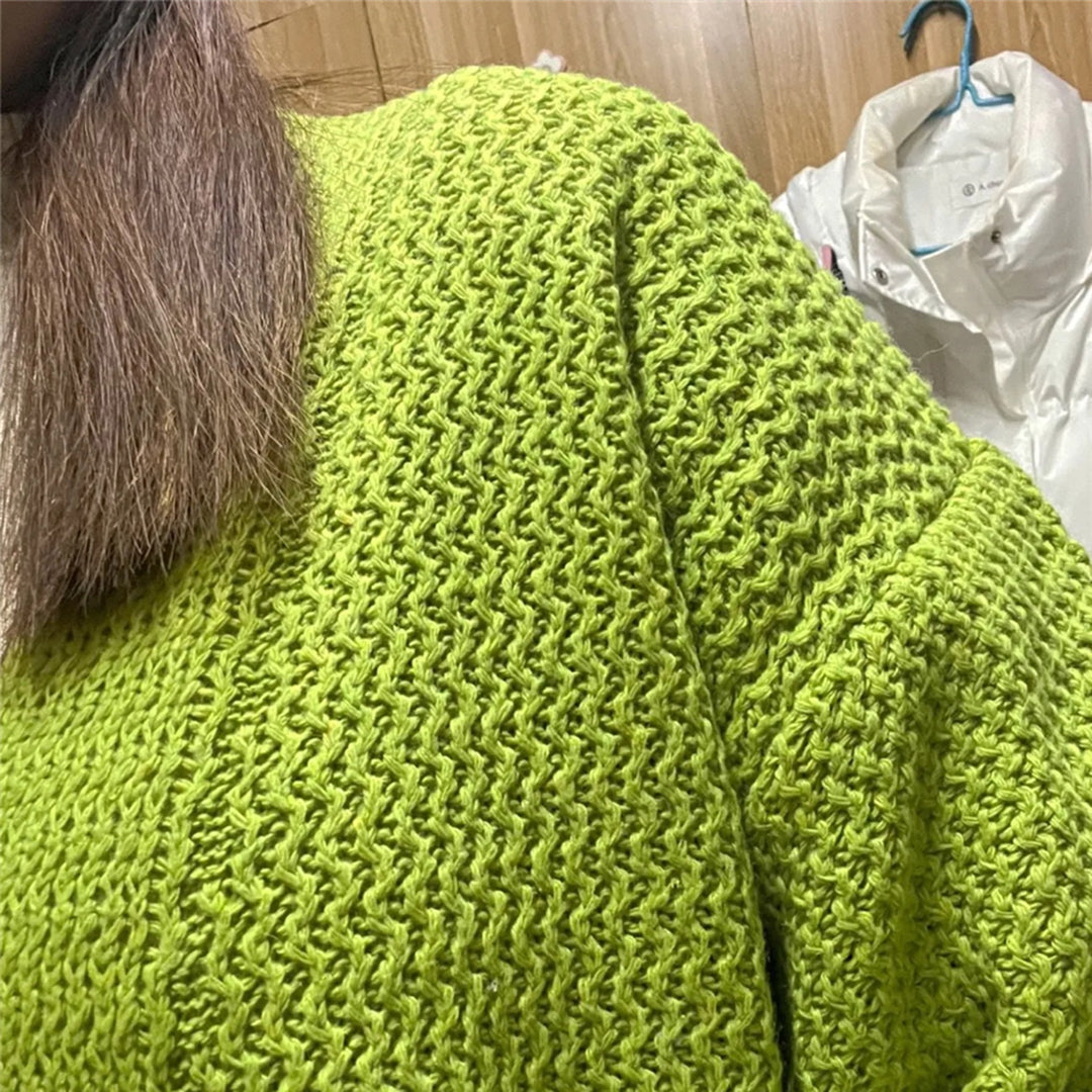 Ava | Women's Solid Colour Textured Knit Open-Front Cardigan with Loose Sleeves
