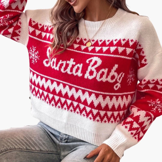 Women’s Christmas Jumper | Round Neck Knit Sweater | Festive Seasonal Comfort