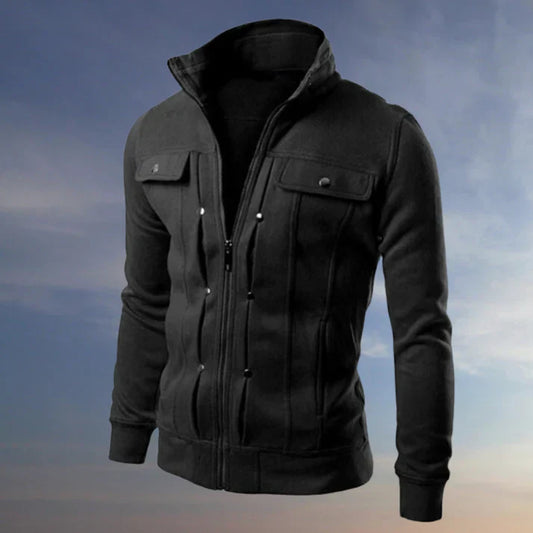 Nathan | Men's Solid Colour Full Zip Slim Fit Stand Collar Jacket