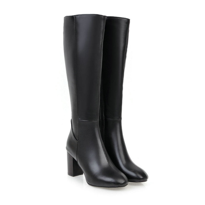 Portia | Women’s Classic High Boots with Block Heel and Side Zip