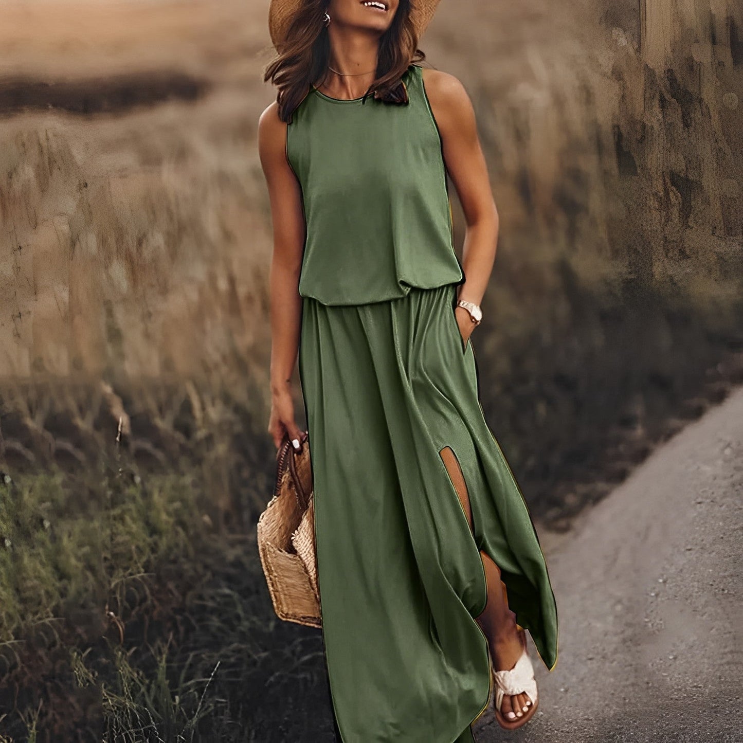 Anstey | Women’s Sleeveless Maxi Dress with Side Slit – Elegant Summer Comfort
