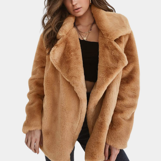 Audrey | Women's Solid Colour Teddy Coat with Lapel Collar