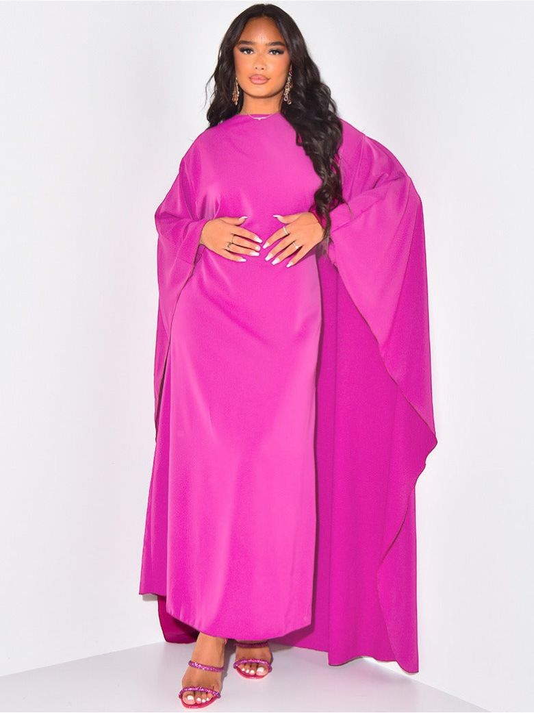 Nolira | Elegant Solid Colour Maxi Dress with Batwing Sleeves