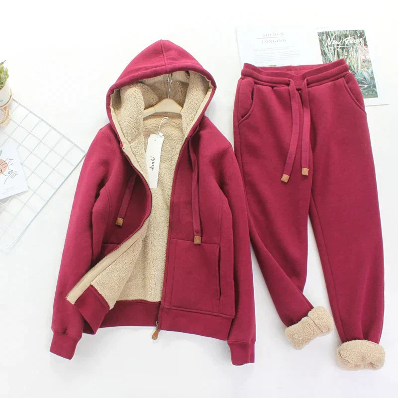 Marina | Women's Fleece-Lined Hoodie and Jogging Set with Drawstring
