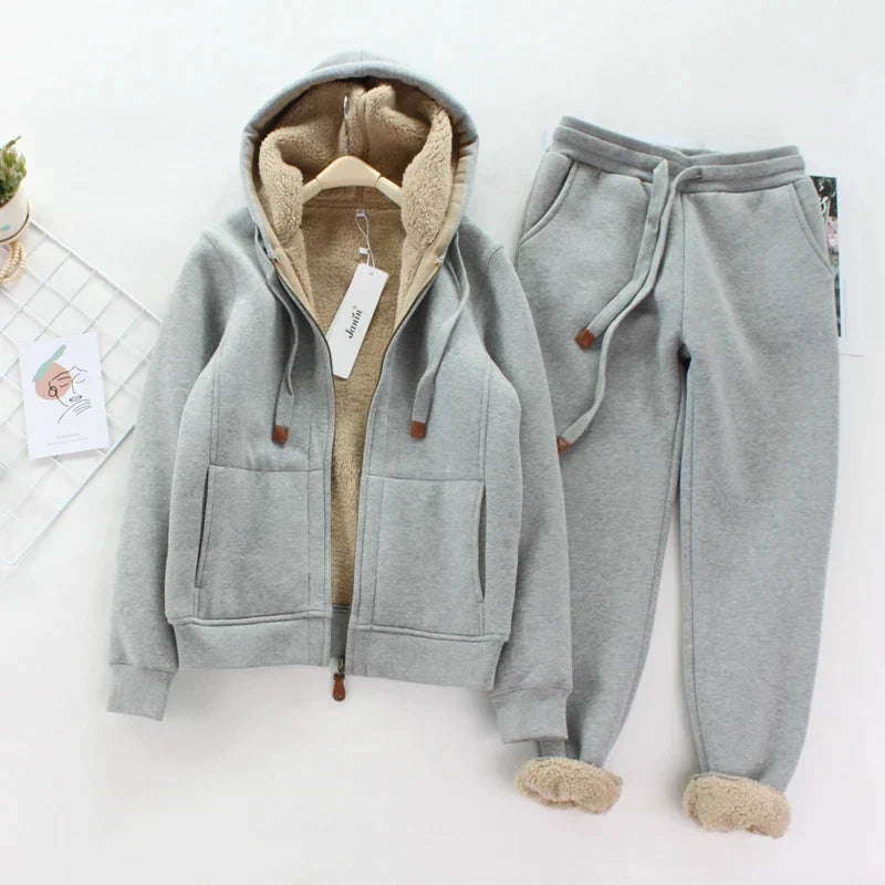 Marina | Women's Fleece-Lined Hoodie and Jogging Set with Drawstring
