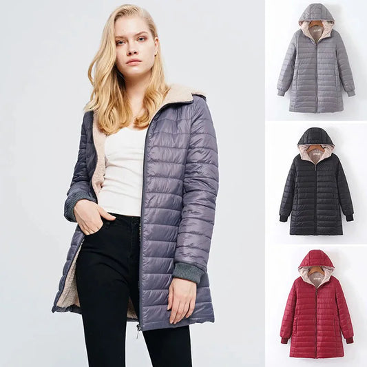 Emilia | Women’s Padded Fleece-Lined Hooded Jacket – Stylish and Warm Outerwear