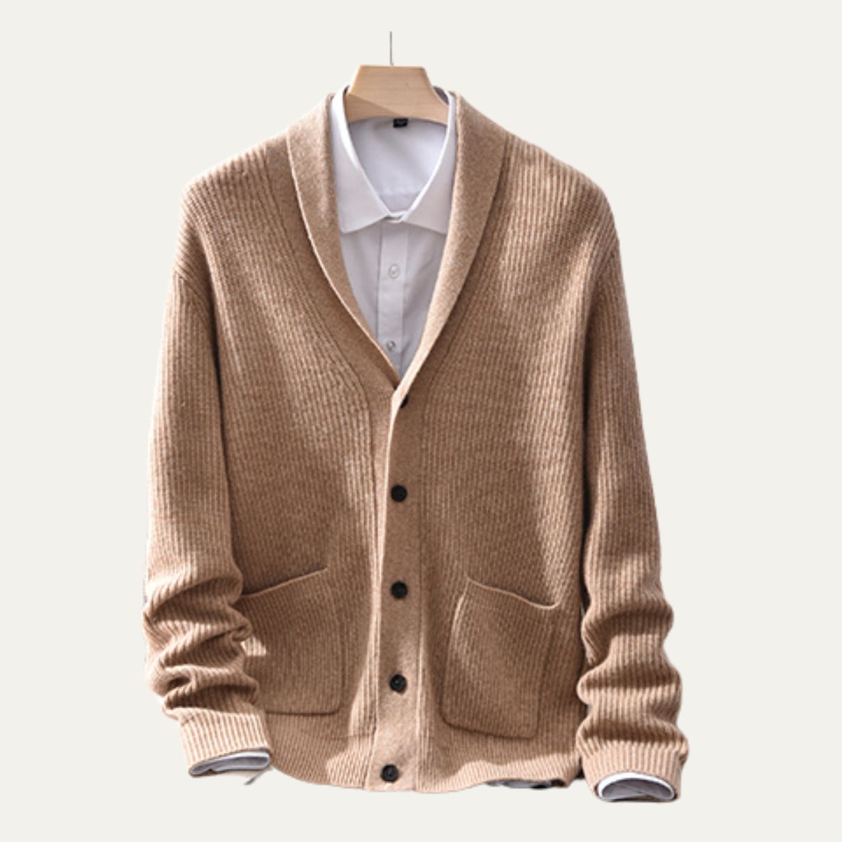 The Marettimo Men’s Soft Knit Button Up Collar Cardigan with Front Pockets