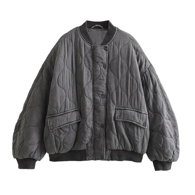 Ermintrude | Women's Grey Quilted Cotton Jacket for Everyday Comfort