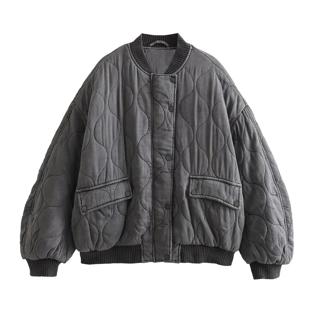 Ermintrude | Women's Grey Quilted Cotton Jacket for Everyday Comfort