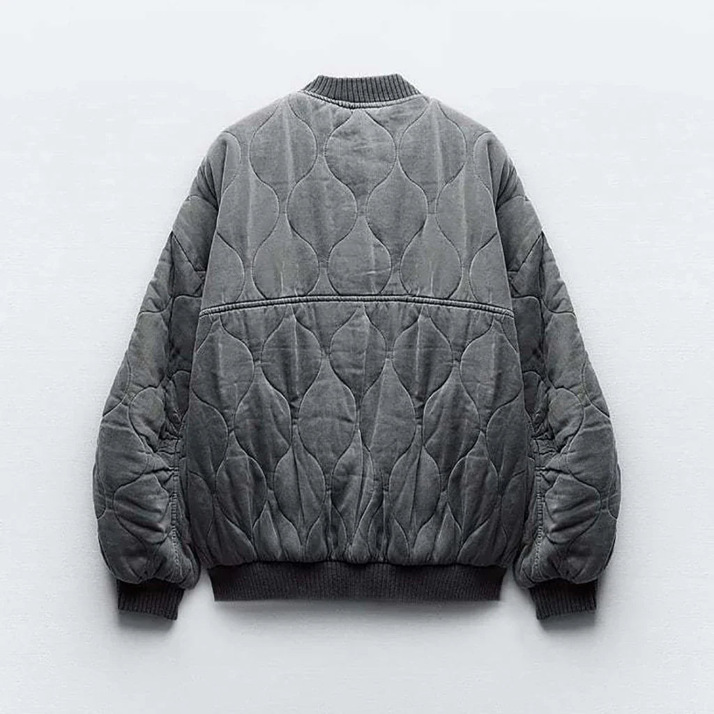 Ermintrude | Women's Grey Quilted Cotton Jacket for Everyday Comfort
