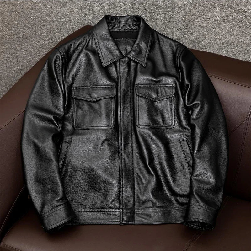 Kai | Men's Retro Style Motorcycle Jacket with Zip Closure and Multiple Pockets