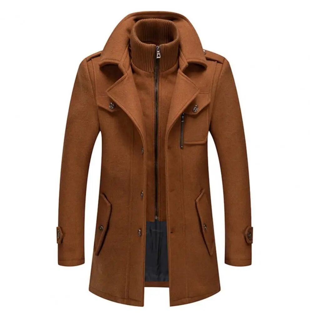 Andrew | Men’s Long Slim Fit Winter Coat with Double Collar & Full Zip Design