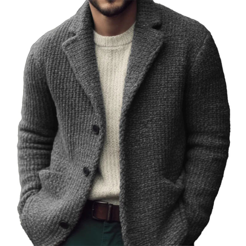 Malcolm | Men’s Solid Colour Cardigan in Soft Knit with Button Closure & Regular Fit