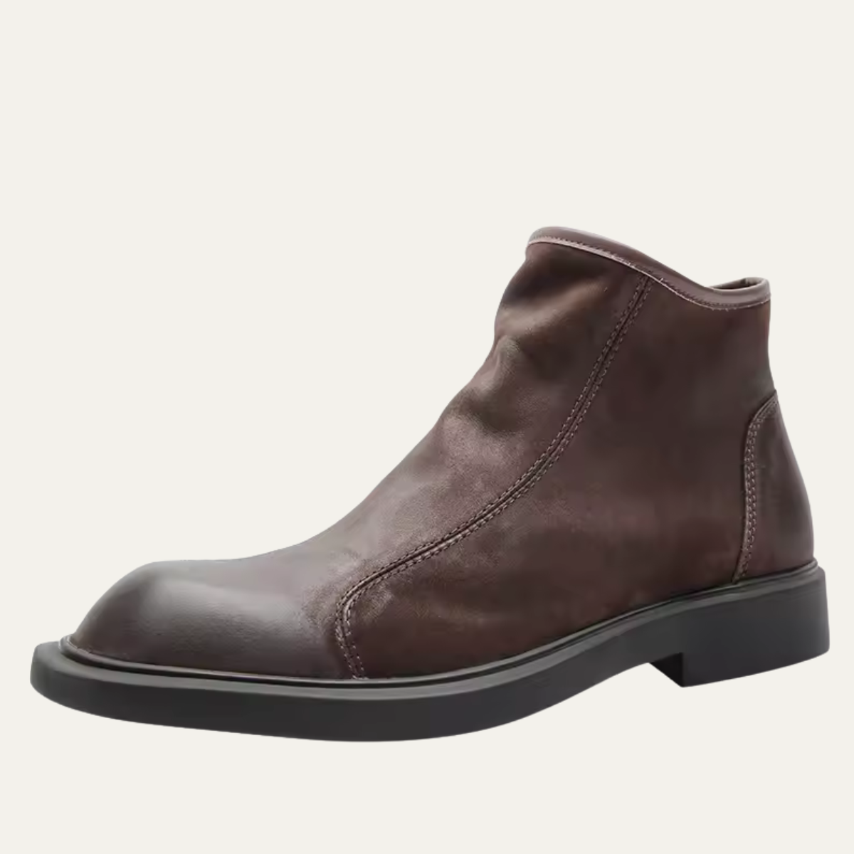 The Bari Men&#39;s Warm Plush Zip Up Leather Ankle Boots
