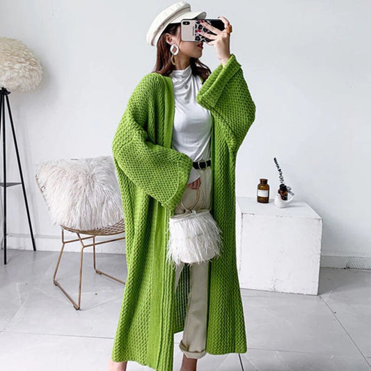 Ava | Women's Solid Colour Textured Knit Open-Front Cardigan with Loose Sleeves