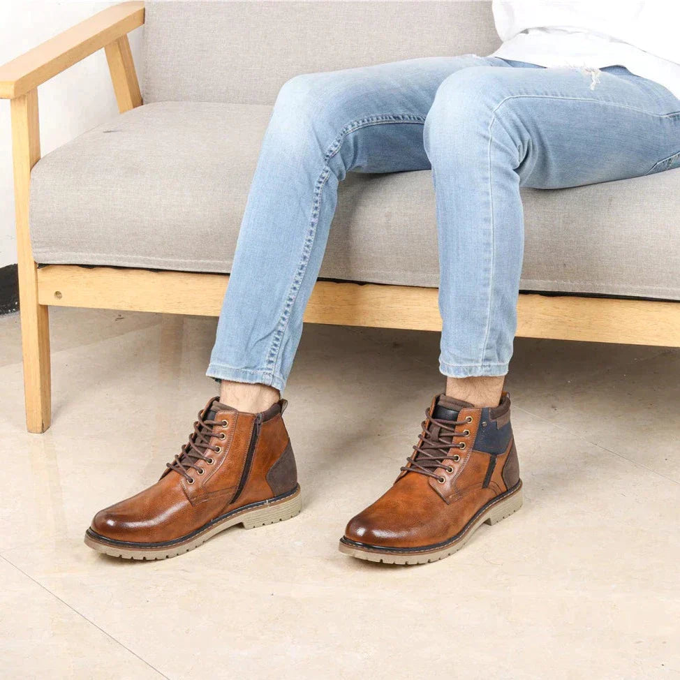 Alban | Men's Leather Lace-Up Boots – Durable & Stylish