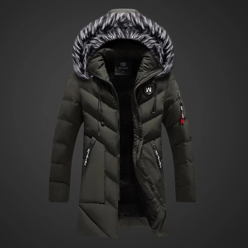 Anton | Men's Padded Fleece-Lined Zip-Up Winter Jacket with Fur Hood