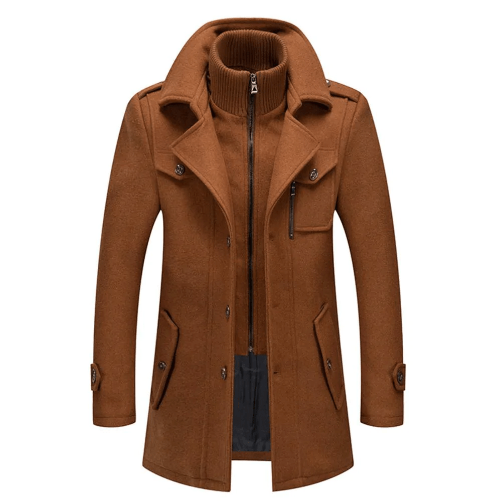 Jannis | Men’s Double-Collar Wool Trench Coat – British Style Long Winter Coat