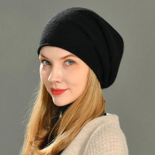 Cosima | Women's Solid Colour Cashmere Beanie - Soft and Warm Winter Hat