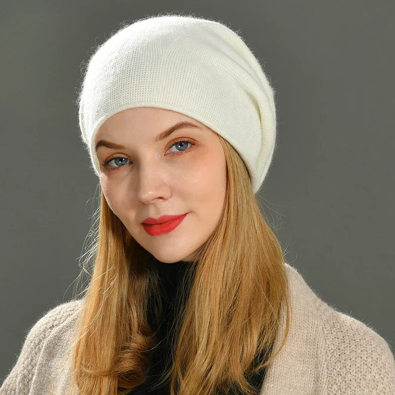 Cosima | Women's Solid Colour Cashmere Beanie - Soft and Warm Winter Hat