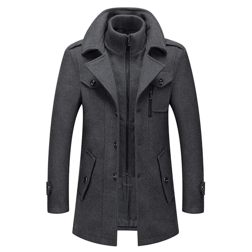 Jannis | Men’s Double-Collar Wool Trench Coat – British Style Long Winter Coat