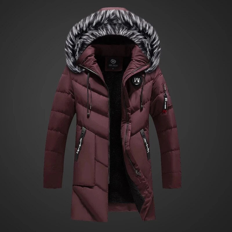 Anton | Men's Padded Fleece-Lined Zip-Up Winter Jacket with Fur Hood