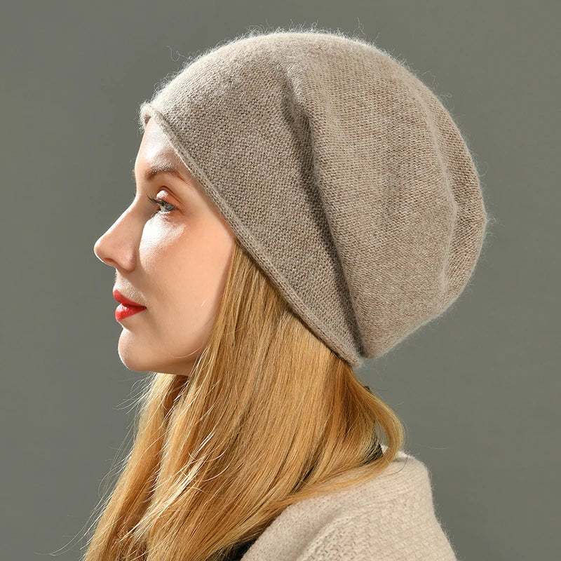 Cosima | Women's Solid Colour Cashmere Beanie - Soft and Warm Winter Hat