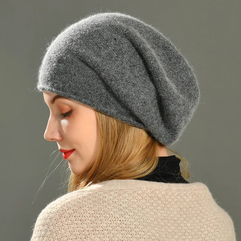 Cosima | Women's Solid Colour Cashmere Beanie - Soft and Warm Winter Hat