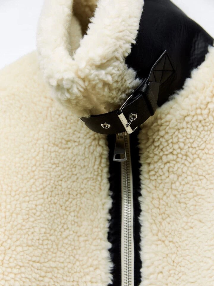 Maisie | Women's Oversized Zipped Lapel Collar Teddy Jacket for Winter Comfort