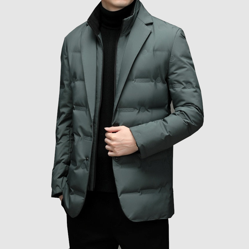 Adrian | Men’s Slim Fit Quilted Winter Jacket with Lapel Collar & Buttons
