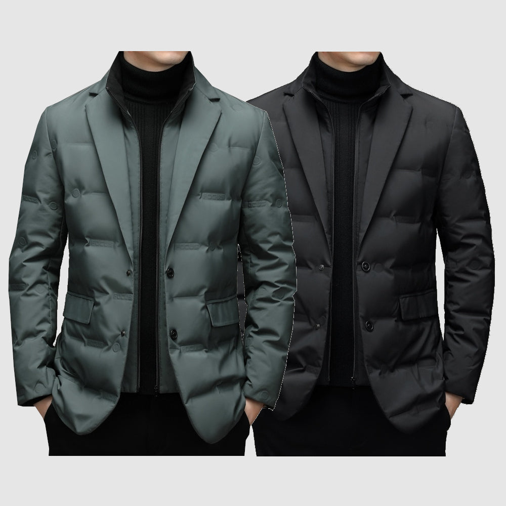 Adrian | Men’s Slim Fit Quilted Winter Jacket with Lapel Collar & Buttons