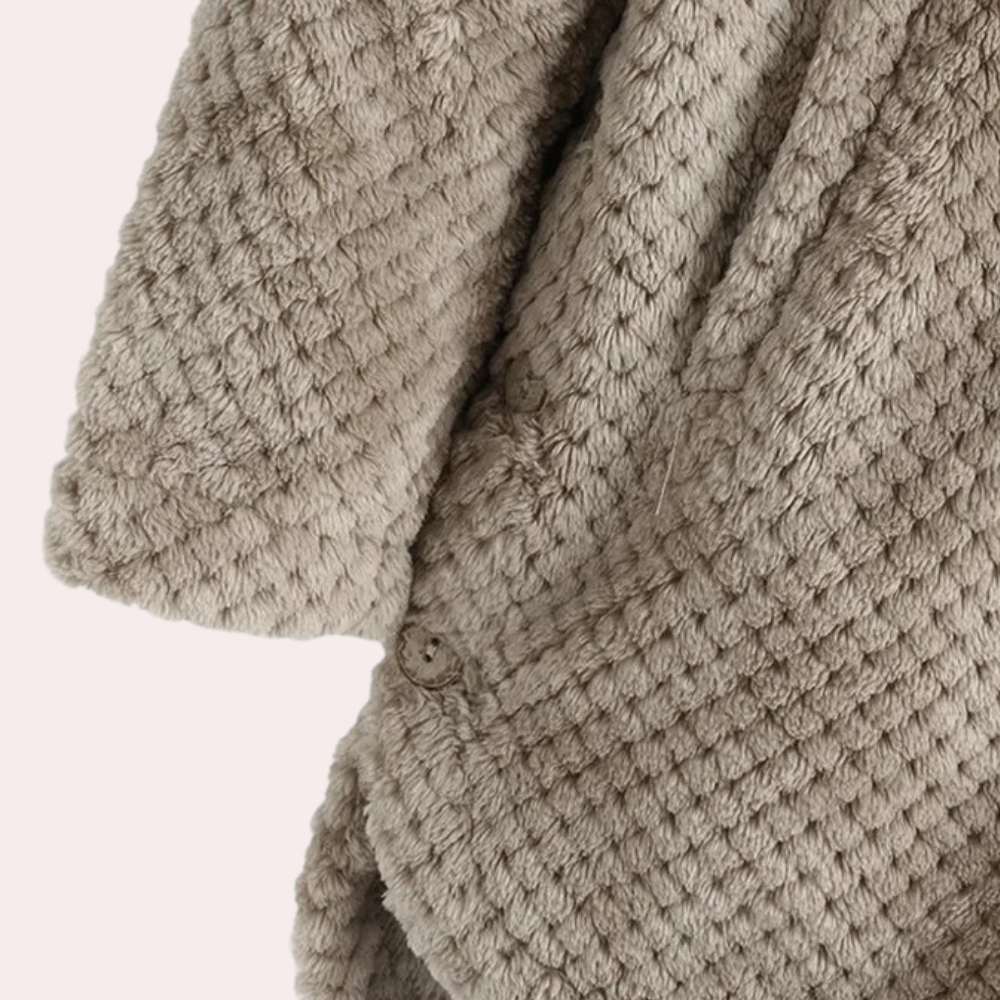 Beatrice | Women's Solid Colour Hooded Buttoned Textured Cardigan