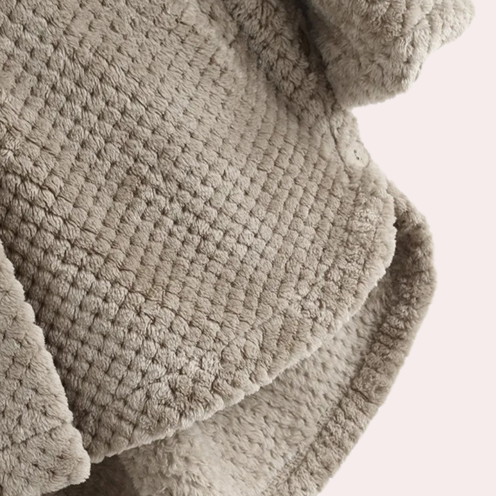 Beatrice | Women's Solid Colour Hooded Buttoned Textured Cardigan