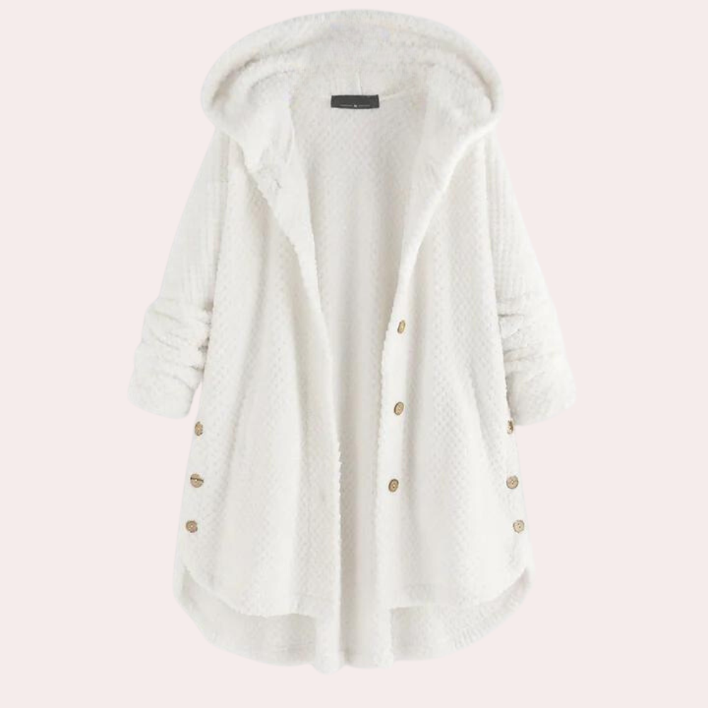 Beatrice | Women's Solid Colour Hooded Buttoned Textured Cardigan