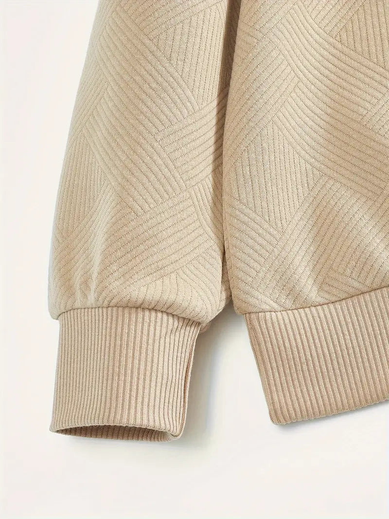 Heiko | Men's Textured Fabric Zipped Neckline Turn Down Collar Casual Sweater