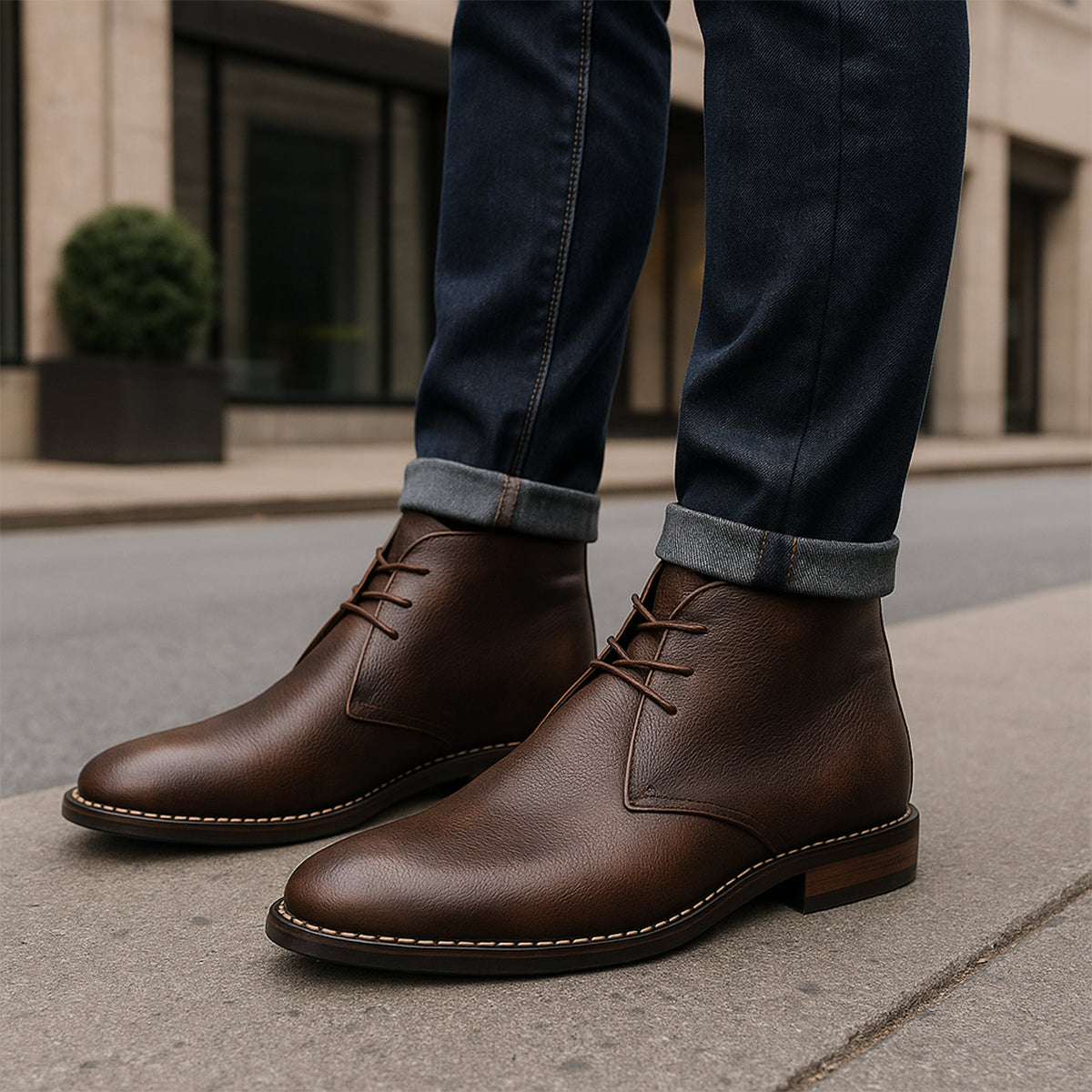 The Crosby Men's Street Style Leather Lace Up Ankle Boots
