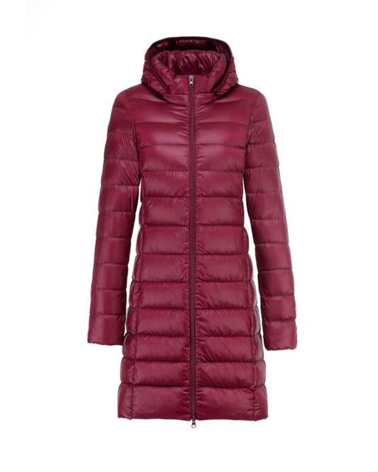 Autumn | Women's Solid Colour Full-Zip Hooded Lightweight Padded Winter Coat