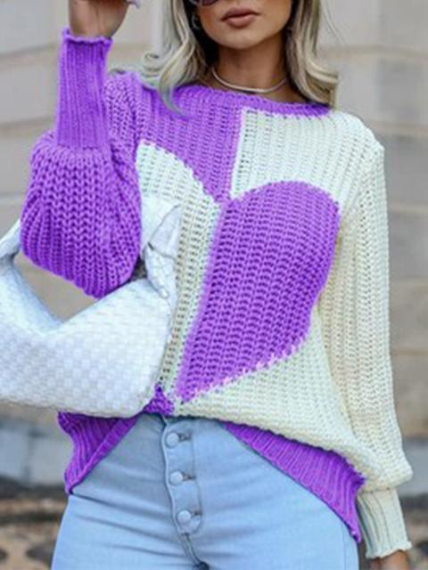 Petira | Women’s Two-Tone Heart Pattern Sweater – Stylish and Cosy for Winter