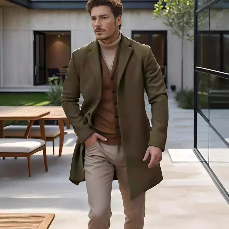 Lucan | Men’s Classic Mid-Length Trench Coat with Notch Lapel