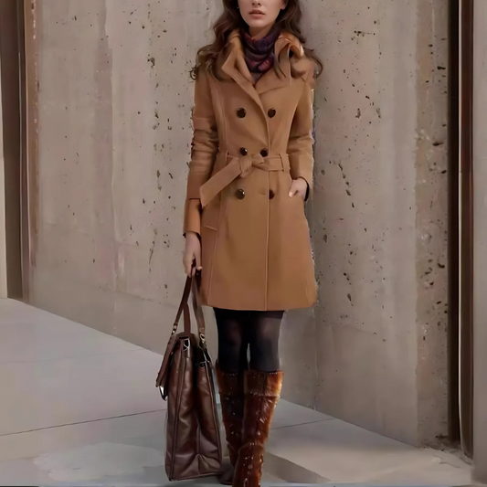 Elsie | Women’s Mid-Thigh Tailored Double-Breasted Trench Coat