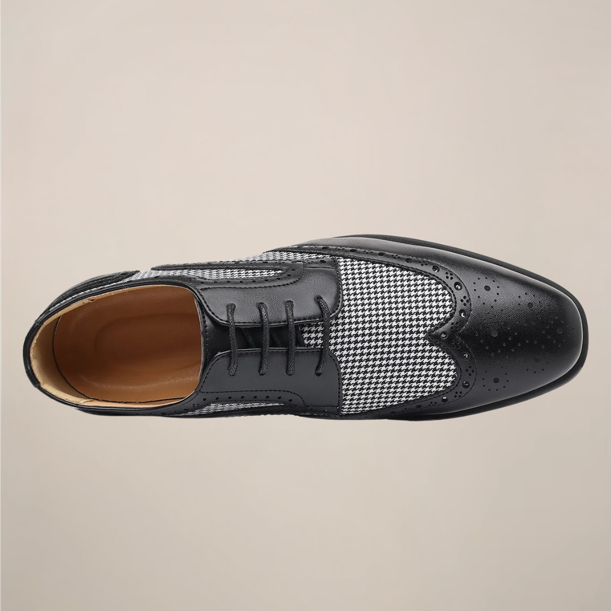 Bryan | Men’s Houndstooth Oxford Shoes | Classic Brogue Dress Style for Formal & Smart Wear