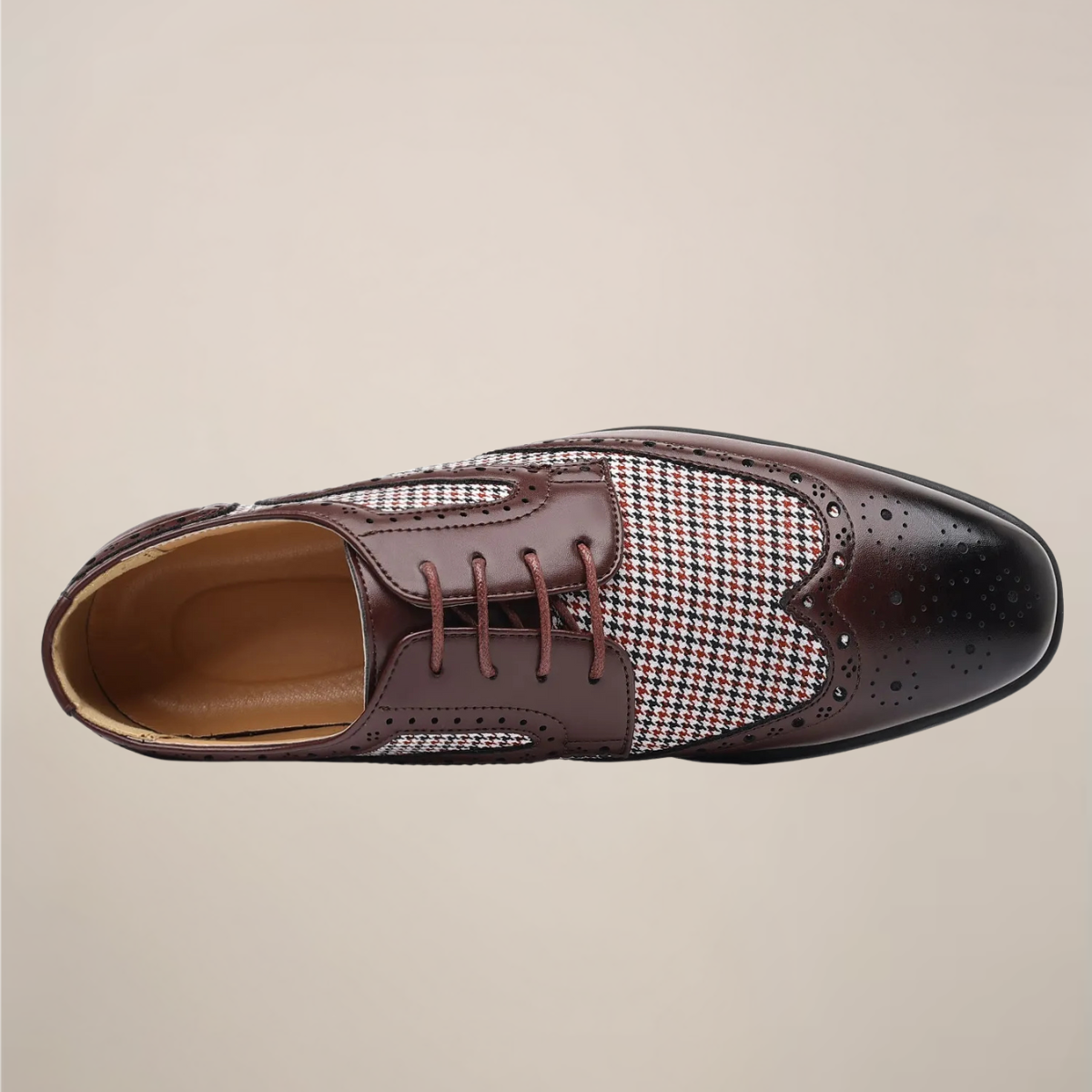 Bryan | Men’s Houndstooth Oxford Shoes | Classic Brogue Dress Style for Formal & Smart Wear
