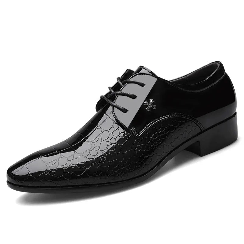 Dennis | Men’s Patent Oxford Dress Shoes with Textured Finish
