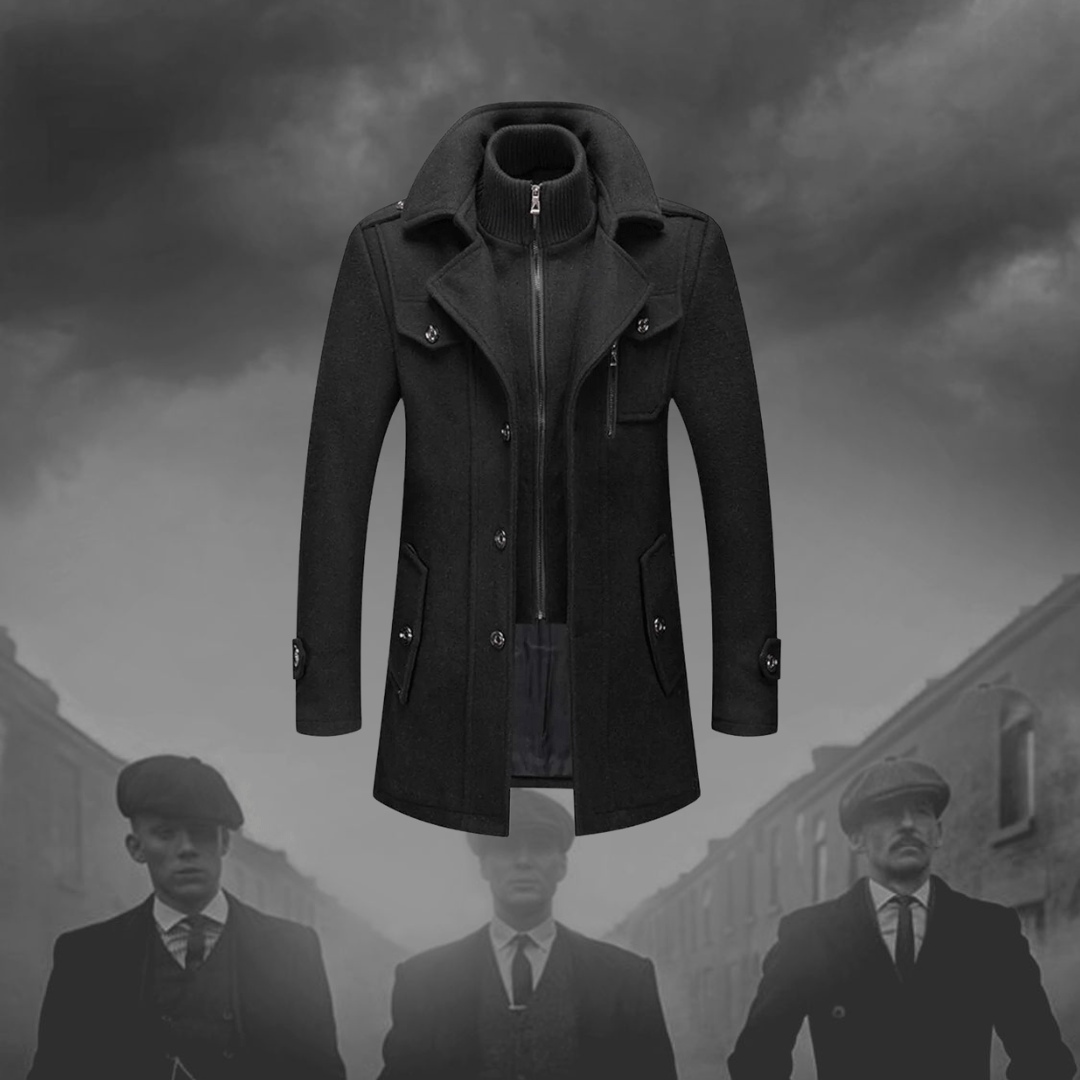 Jannis | Men’s Double-Collar Wool Trench Coat – British Style Long Winter Coat