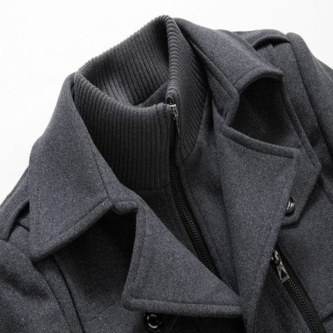 Jannis | Men’s Double-Collar Wool Trench Coat – British Style Long Winter Coat