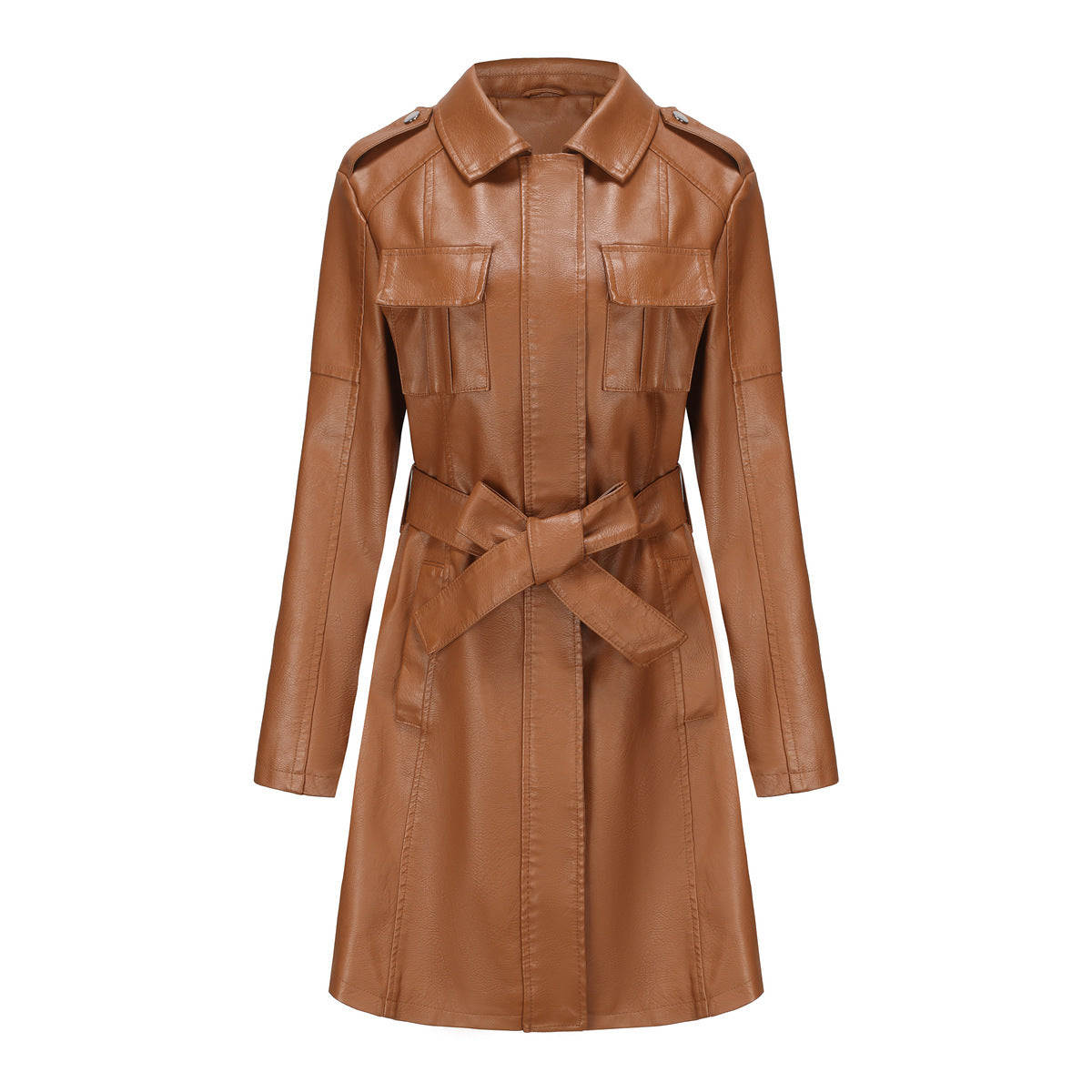 Georgiana | Women’s Fitted Mid-Length Coat with Pointed Collar and Epaulettes