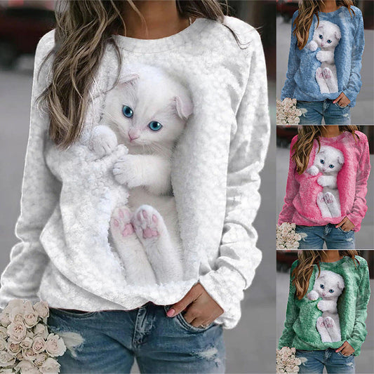 Beroncia | Women's Cute Cat Motif Round Neck Sweater – Cozy & Stylish