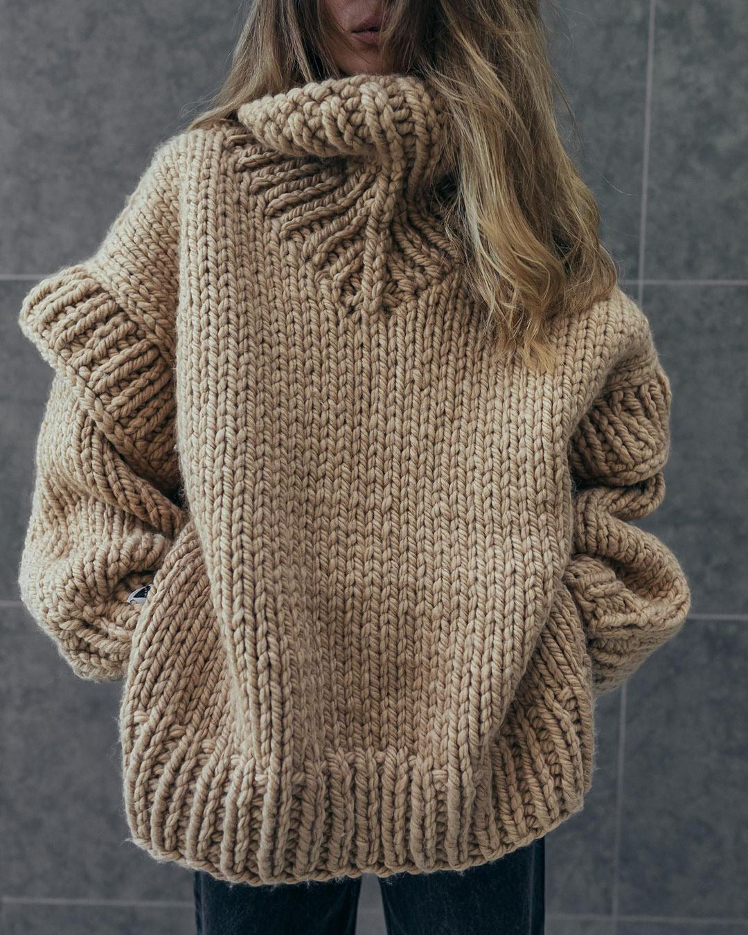 Maribel | Women’s Chunky Knit Turtleneck Jumper in Classic Solid Colour
