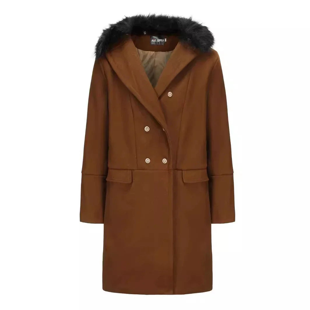 Eugene | Men’s Wool Blend Oversized Overcoat with Plush Fur Collar
