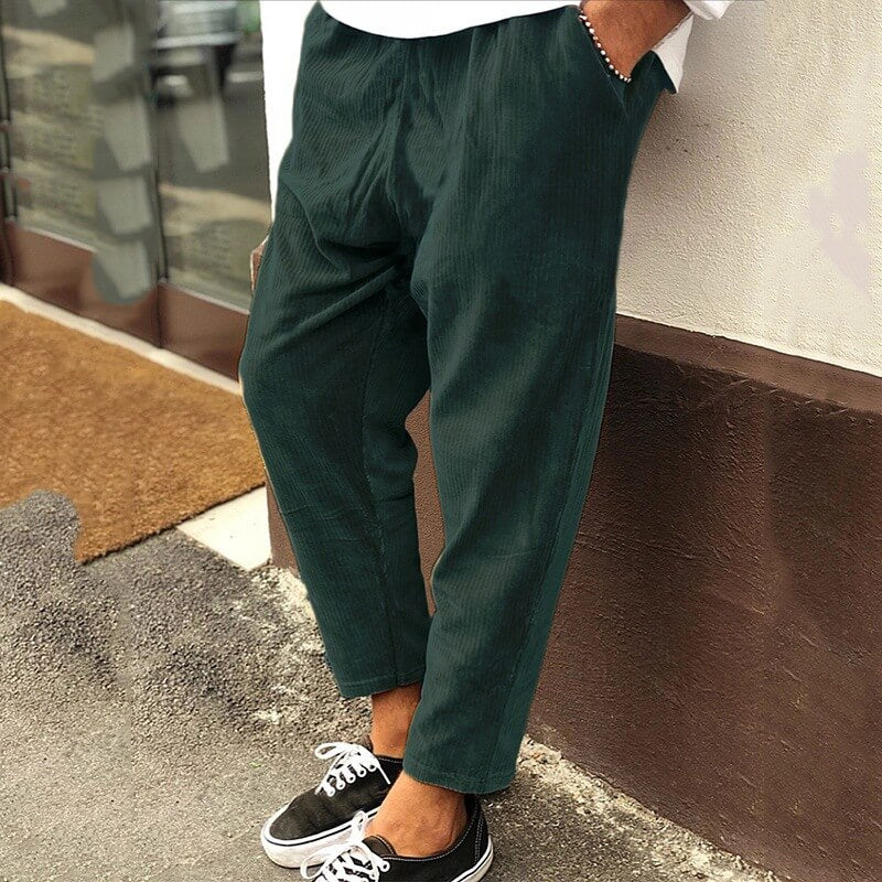 Denholm | Men’s Loose Fit Corduroy Trousers Casual Ankle Length Relaxed Style